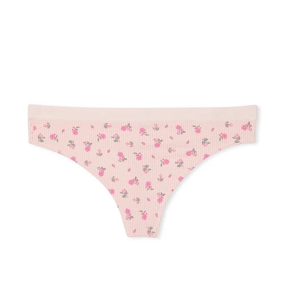 Victoria's Secret Seamless Textured Thong Panty Pink Ditzy Floral XS NEW - Picture 2 of 6
